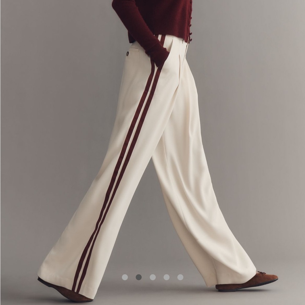 Anthropologie Maeve Cream Trousers